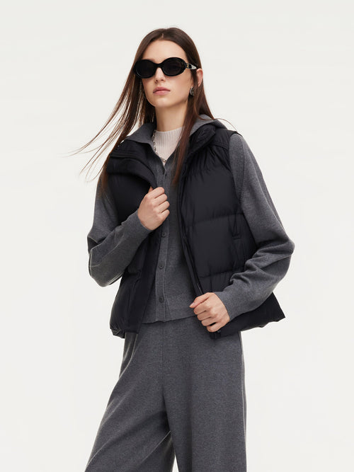 Stand Collar Zip-Up Goose Down Vest