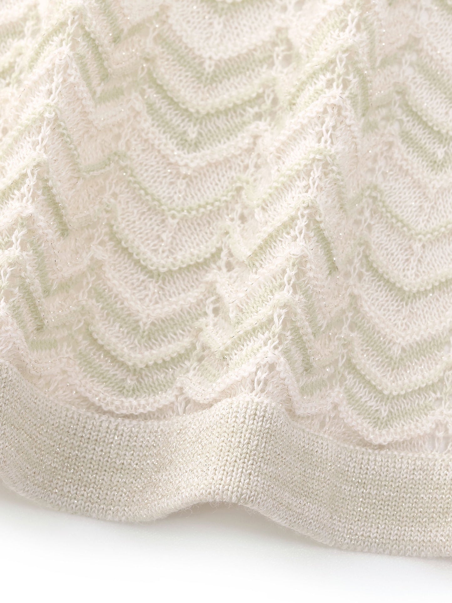 Acetate Cotton Blend Gradient Jacquard Women Openwork Cardigan