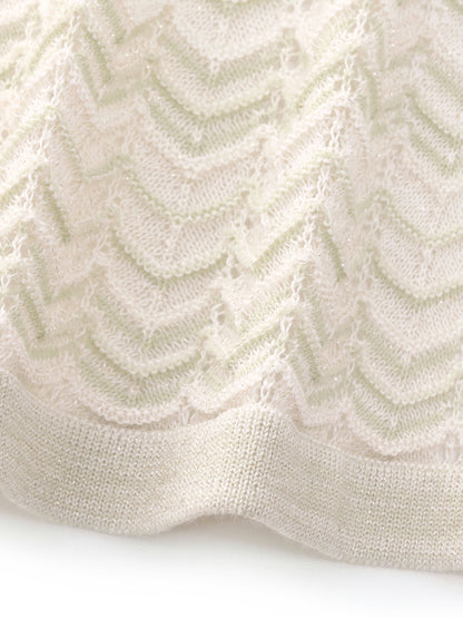 Acetate Cotton Blend Gradient Jacquard Women Openwork Cardigan