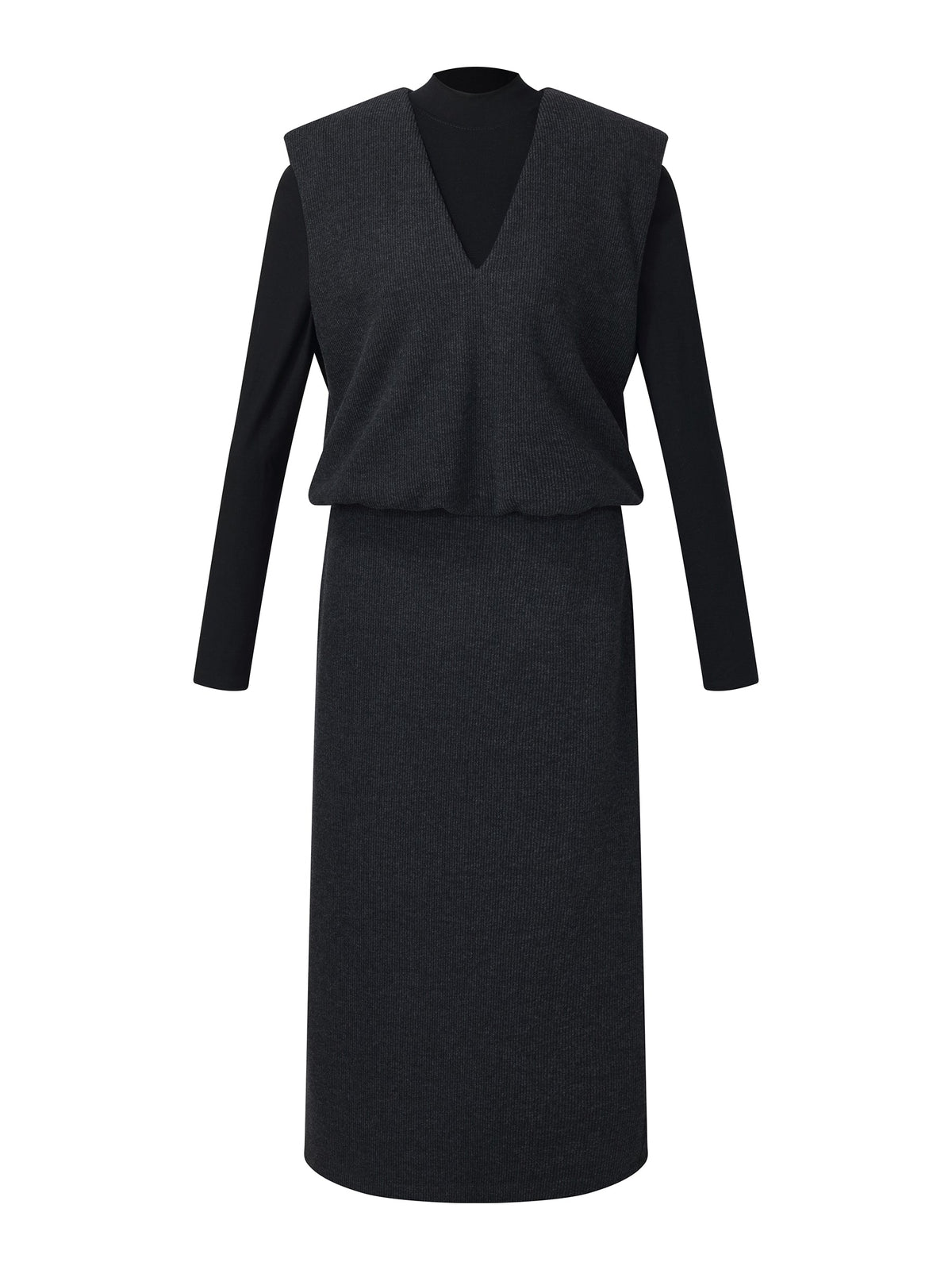 Knit Vest & Mock Neck Top & Skirt Three-Piece Set