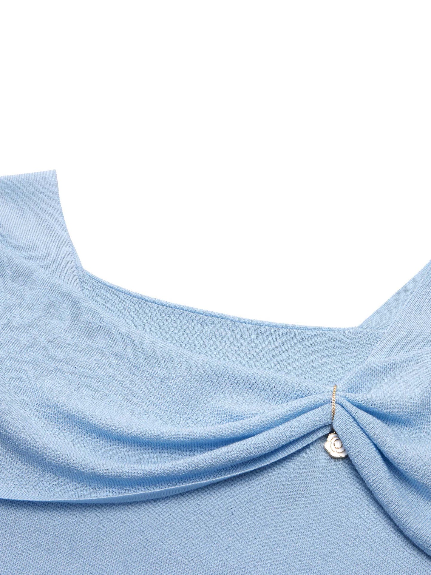 Lyocell Blend Off Shoulder Women Knit Top With Detachable Magnetic Flower