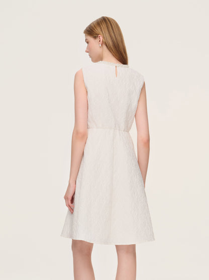 Jacquard Sleeveless Women Mini Dress