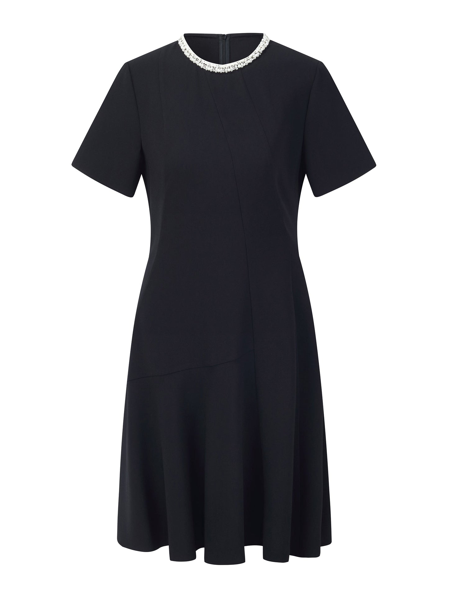 Triacetate Blend Beaded Neck Women Mini Dress