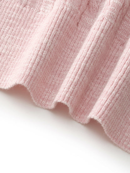 Round Neck Women Cable Knit T-Shirt