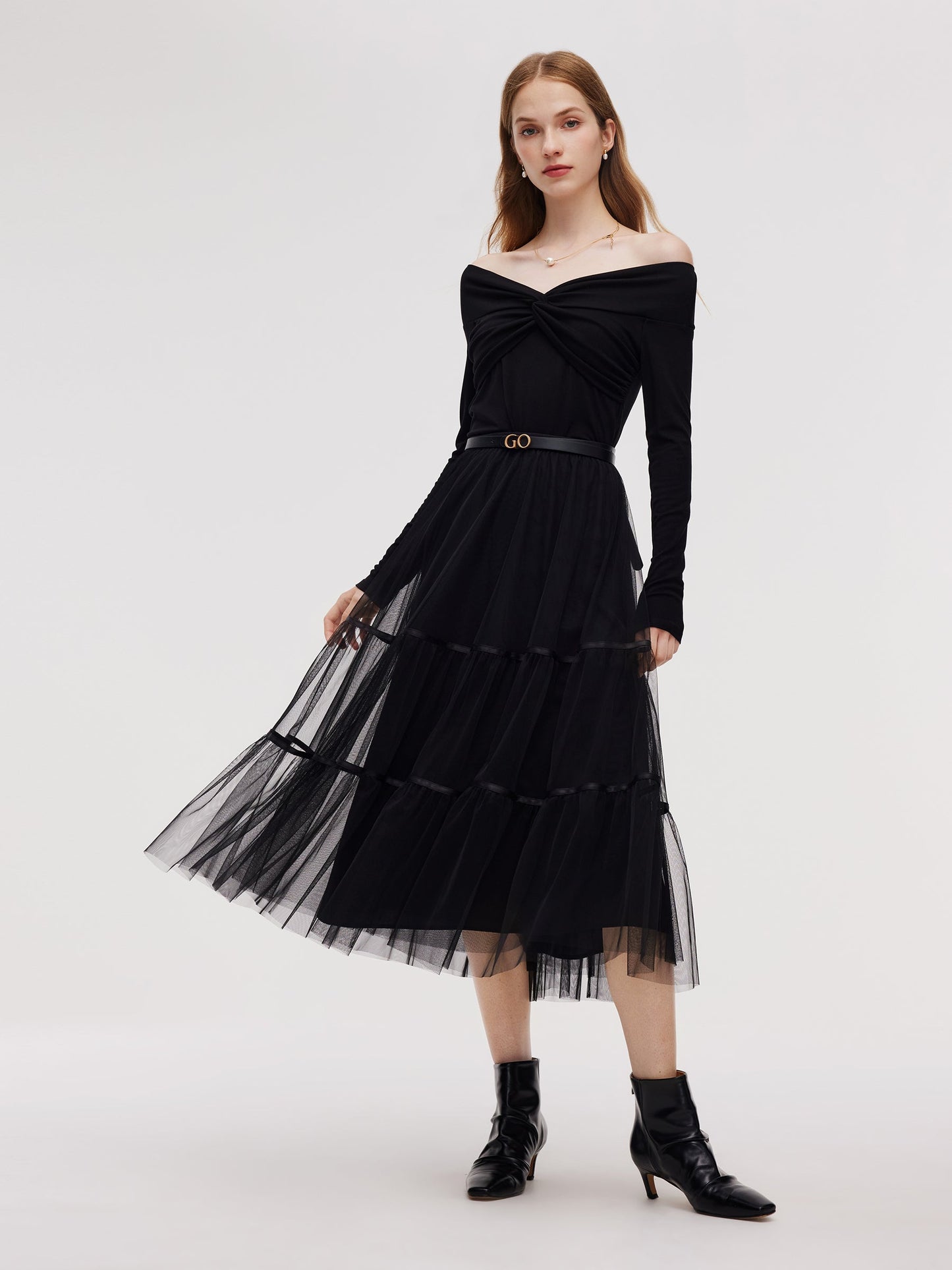 Mesh Tiered Women Elastic Waist Skirt