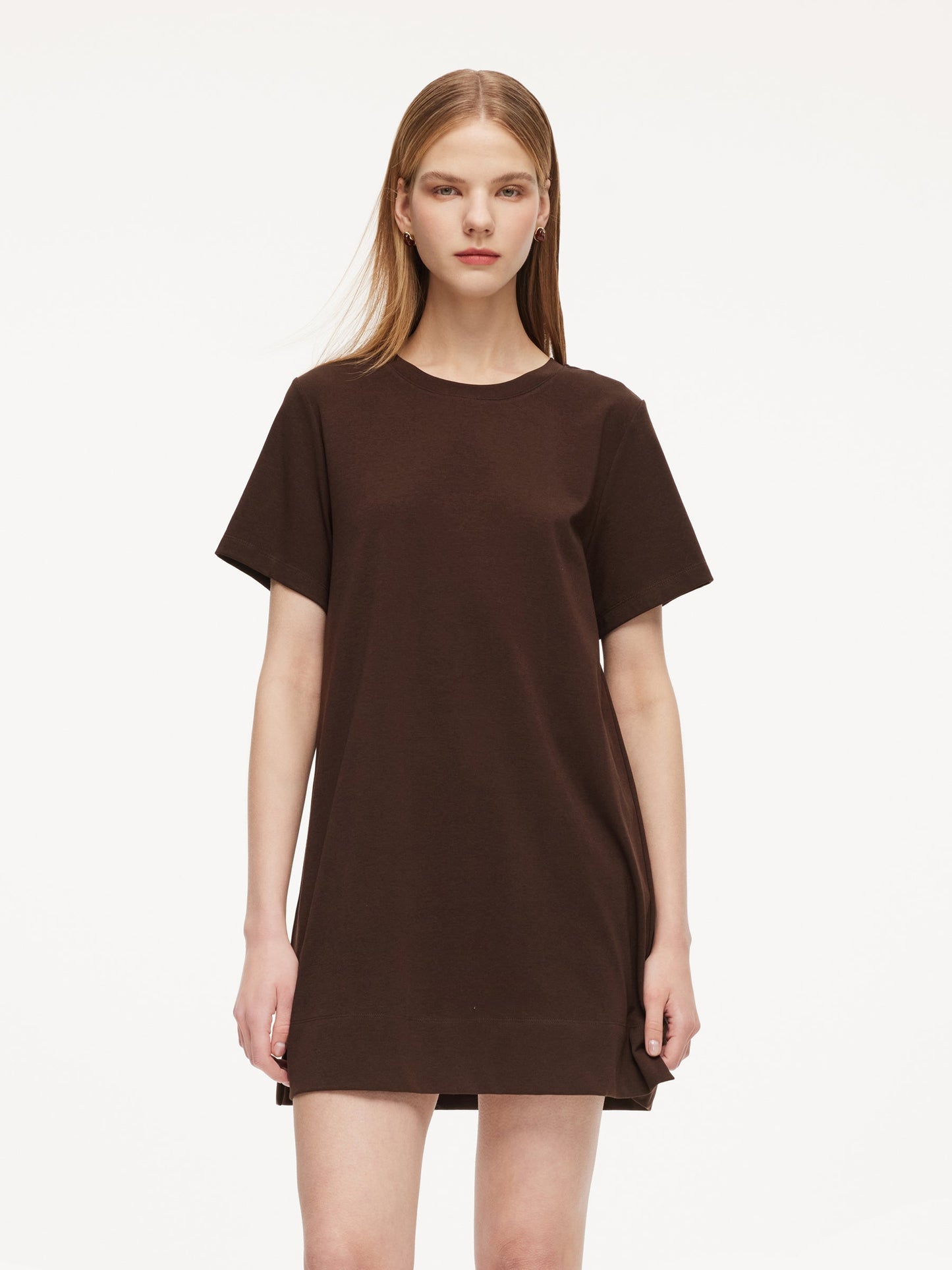Round Neck Women Long T-Shirt With Crossbody Bag