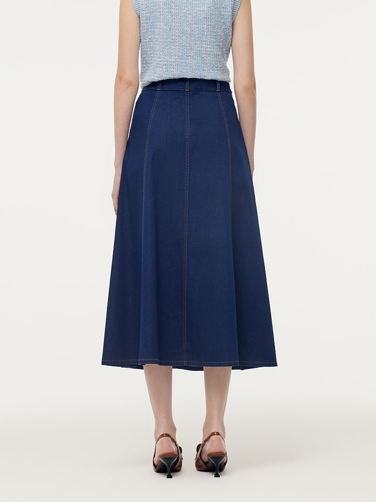Denim A-Line Adjustable Waist Women Skirt
