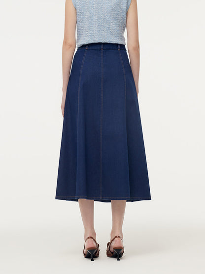 Denim A-Line Adjustable Waist Women Skirt