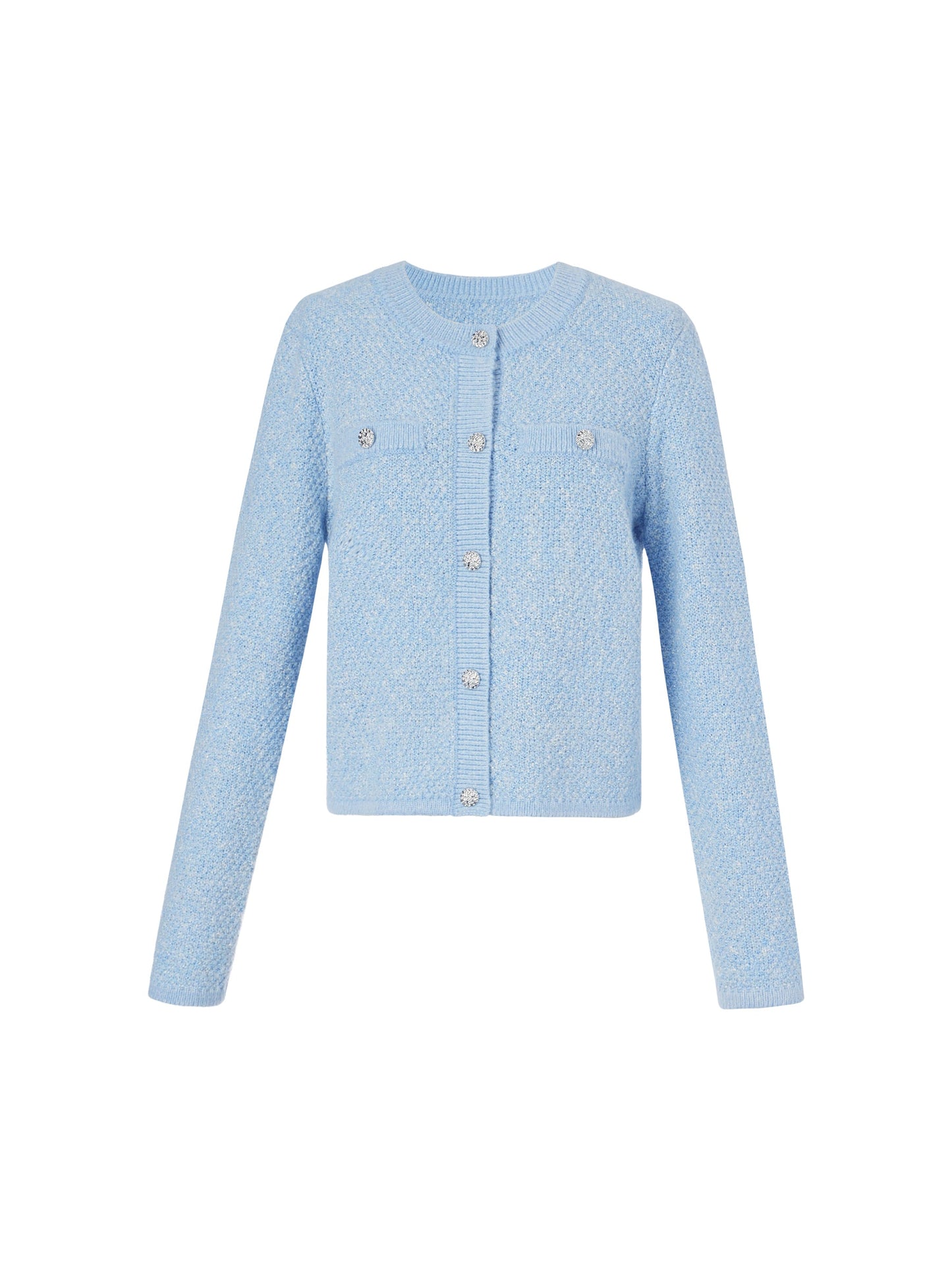 Round Neck Single-Breasted Women Cardigan