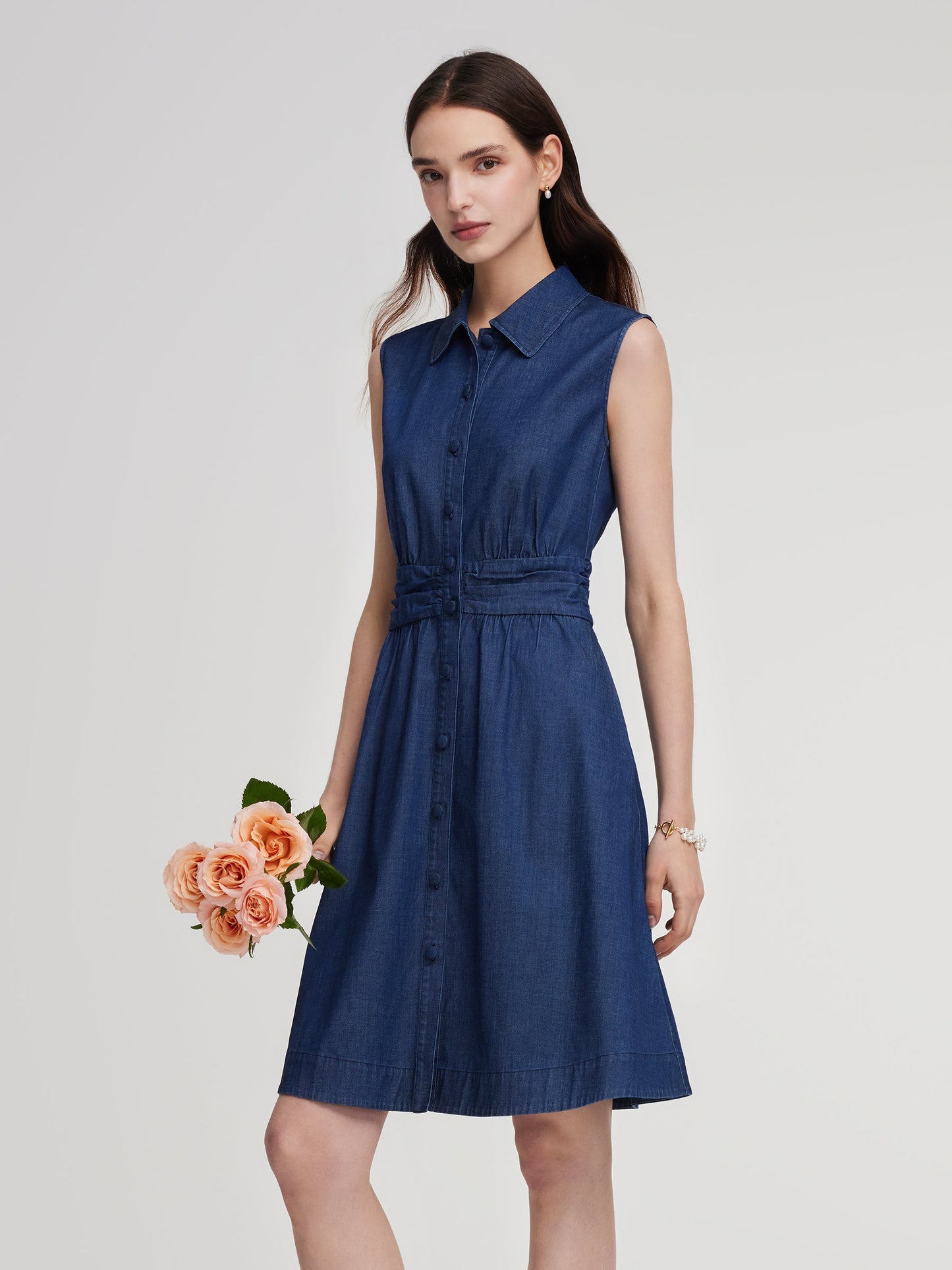 Denim A-Line Sleeveless Women Mini Dress