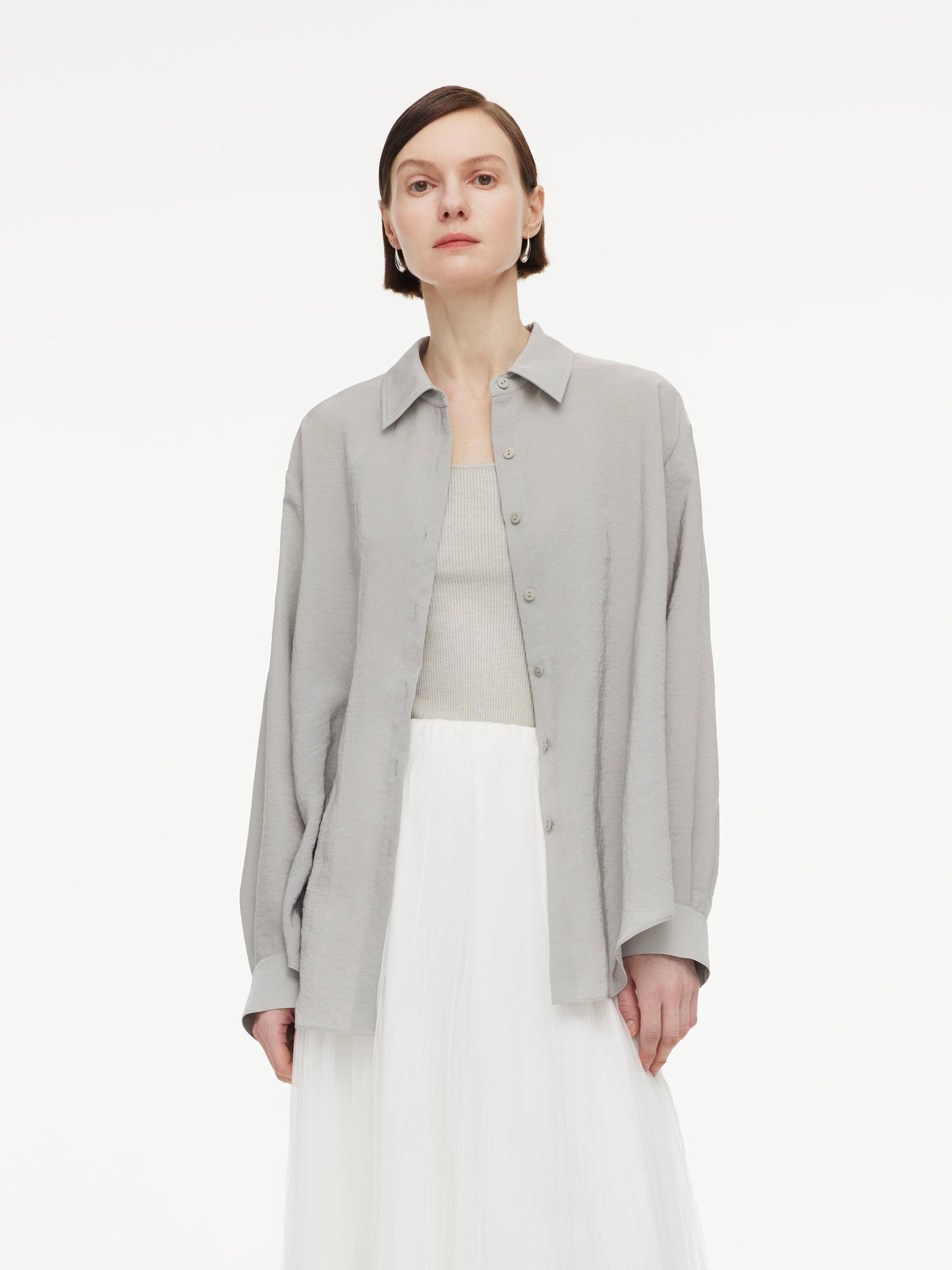[Preview] Triacetate Blend Women Oversized Shirt