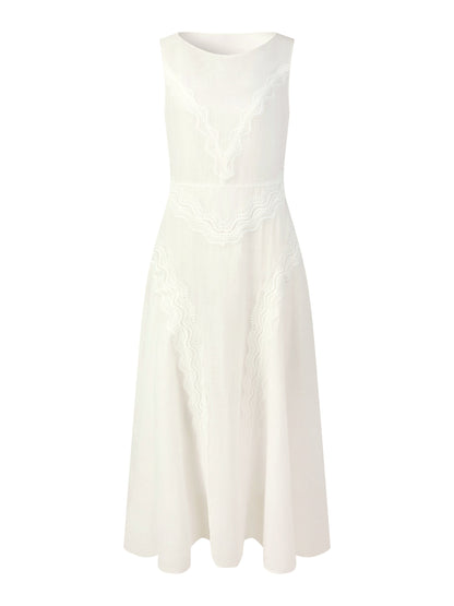 100% Ramie Lace A-Line Women Sleeveless Maxi Dress