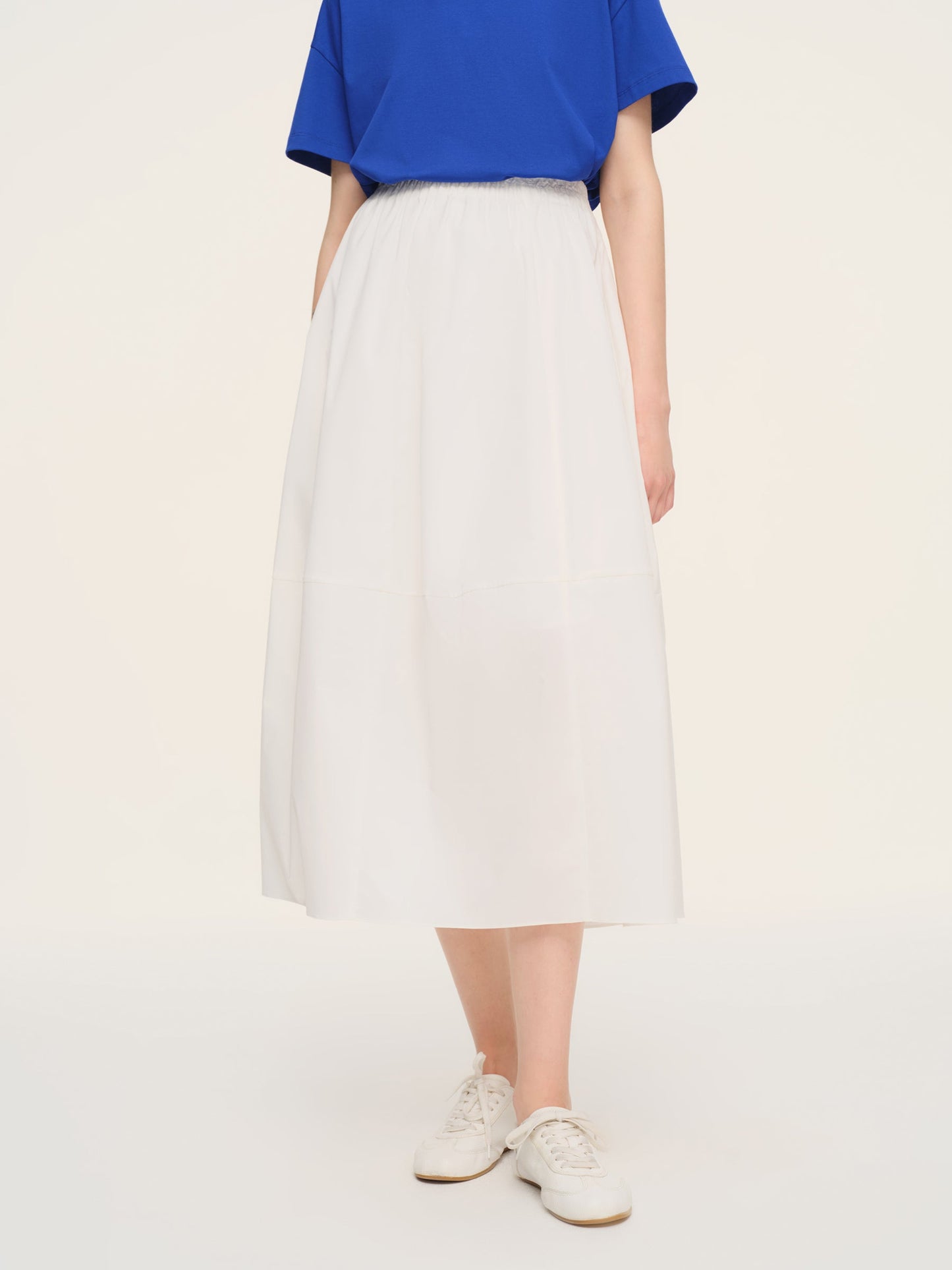 Cotton Blend Elastic Waist Women Skirt