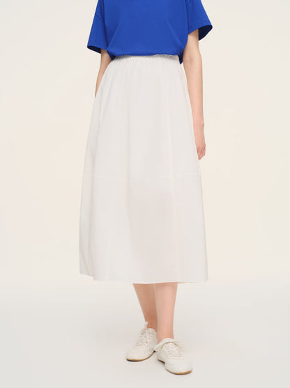 Cotton Blend Elastic Waist Women Skirt