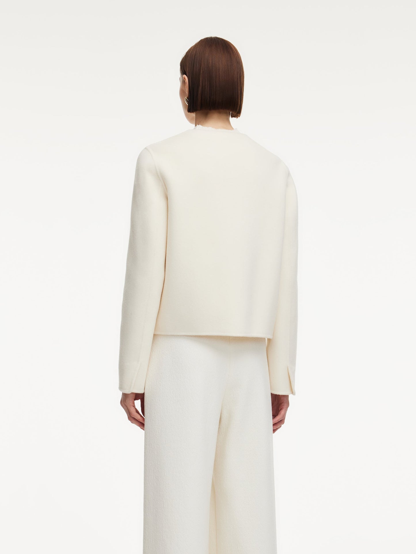 Cashmere Wool Blend Double-Faced Women Crop Jacket