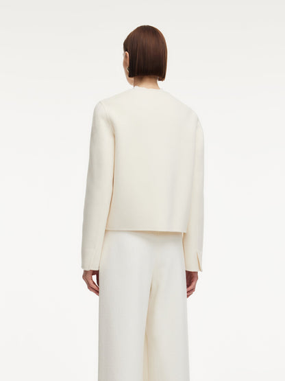 Cashmere Wool Blend Double-Faced Women Crop Jacket