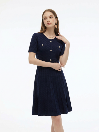 Tencel Blend Gathered Waist Women Textured Midi Dress