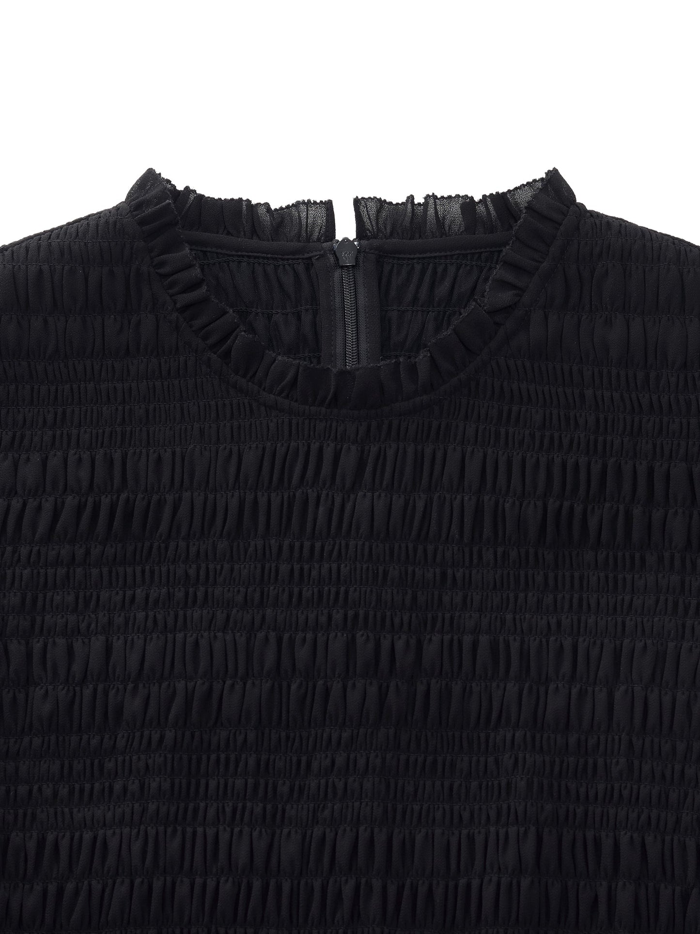 Ruffle Round Neck Women Smocked Maxi Dress