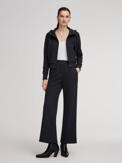 Drawstring Hooded Zip-Up Jacket And Pants Two-Piece Set