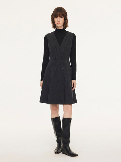 Vest Dress And Mock Neck Knit Top Two-Piece Set