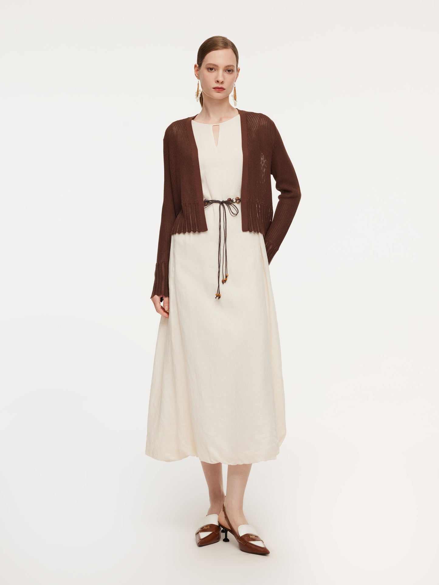 Tencel Mulberry Silk Blend Women Openwork Cardigan