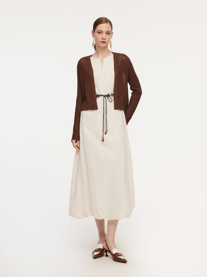Tencel Mulberry Silk Blend Women Openwork Cardigan