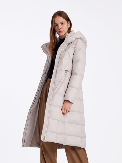 Hooded Pleated Goose Down Garment