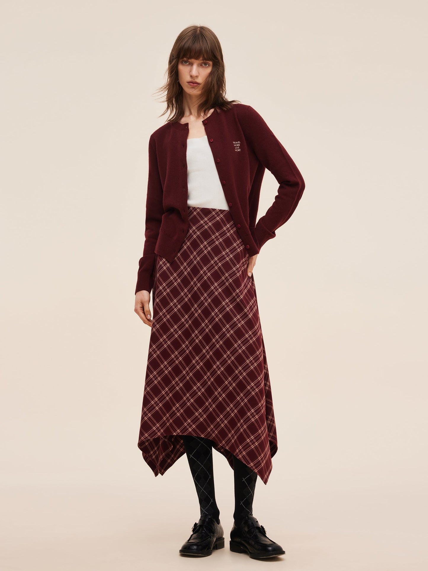 100% Wool Letter Embroidered Women Cardigan
