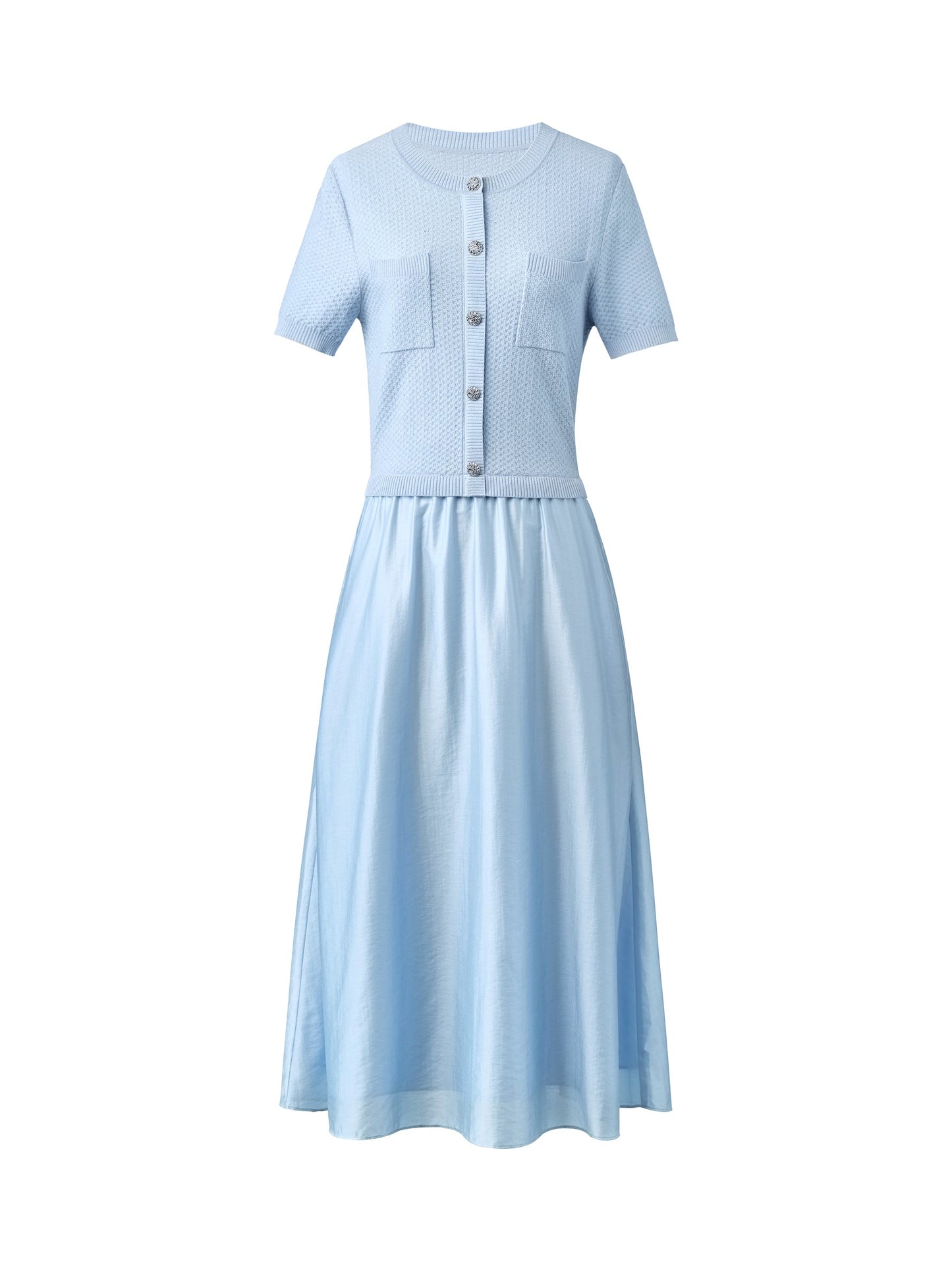 Lyocell Blend Patchwork Women Midi Dress