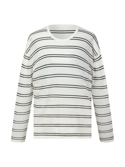 Lyocell Mulberry Silk Blend Stripe Women Knit Top