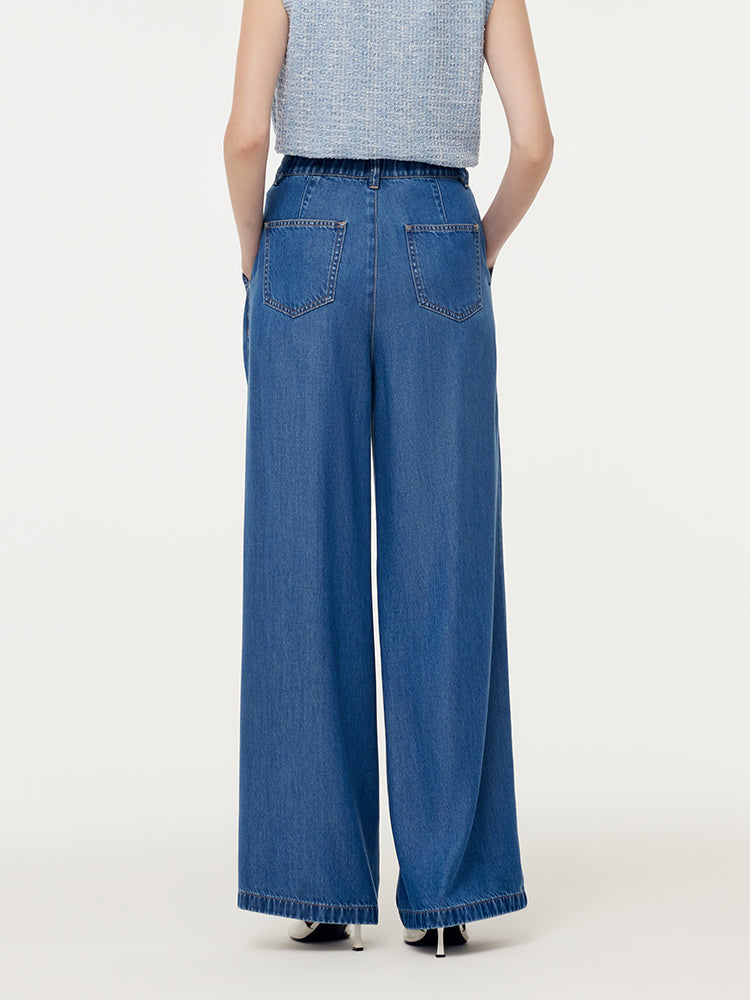 100% Tencel Denim Elastic Waist Women Jeans