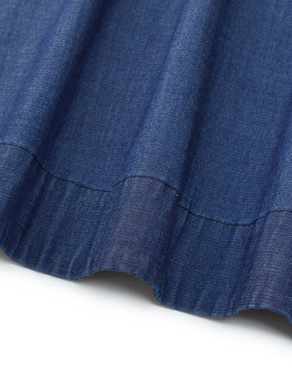 Denim A-Line Sleeveless Women Mini Dress