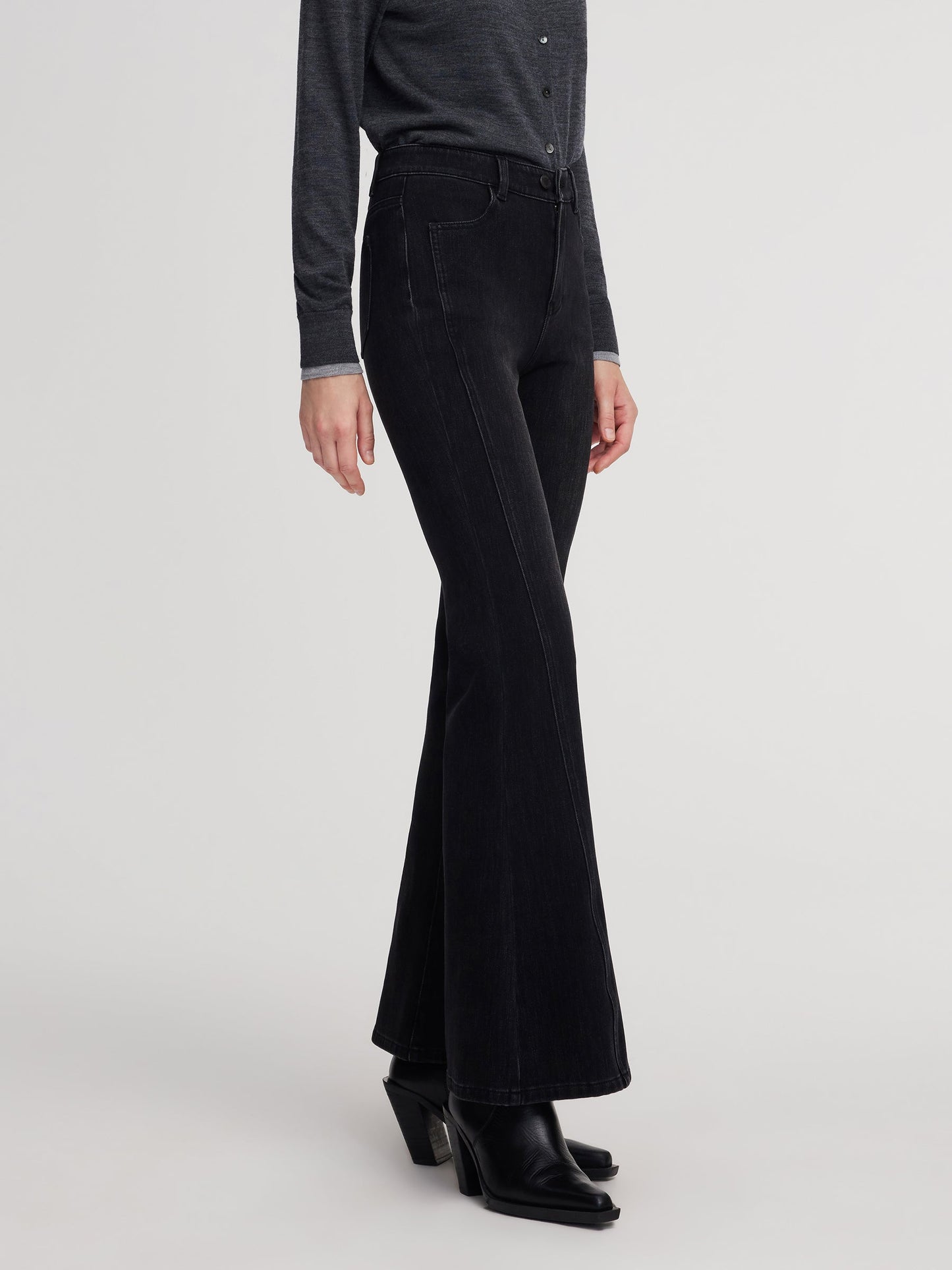 Brushed Denim Women Flared Jeans