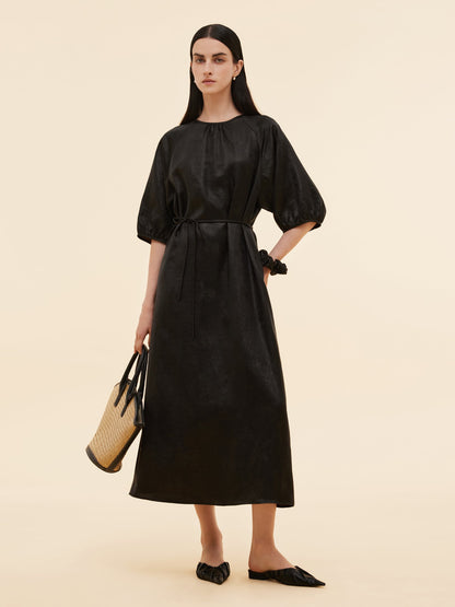 19MM Xiang Yun Silk Jacquard Women Self-Tie Belt Maxi Dress