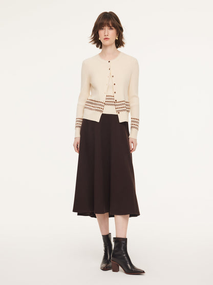 Tencel Wool Blend Cardigan And Tank Top And Skirt Three-Piece Set