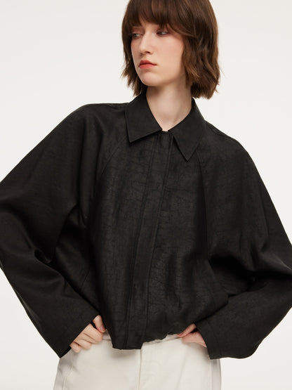 18MM Gambiered Canton Gauze Balloon Hem Women Jacket