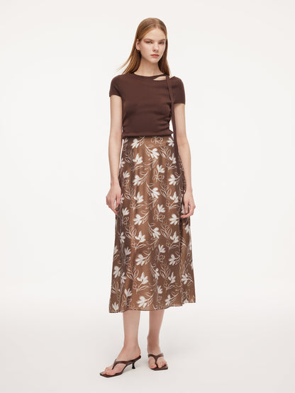 Tencel Blend Floral Print Women Skirt