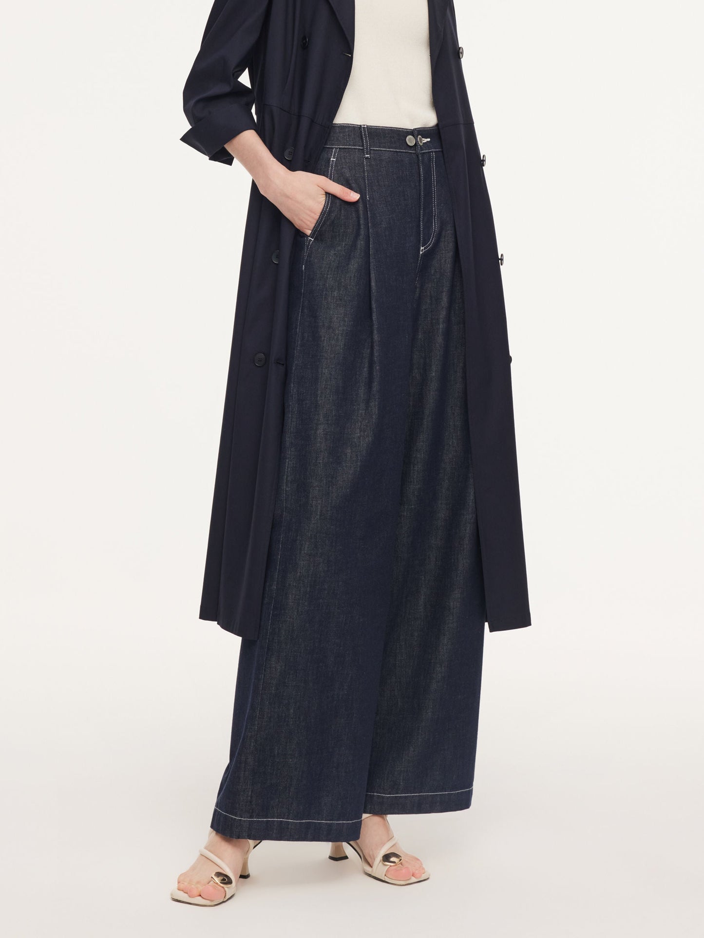 100% Cotton Denim Straight Wide Leg Women Jeans