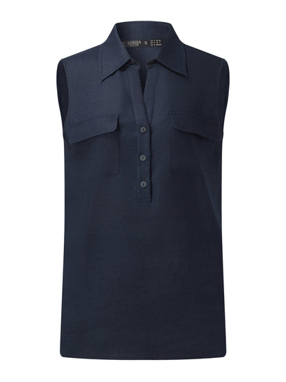 100% Linen Sleeveless Women Shirt