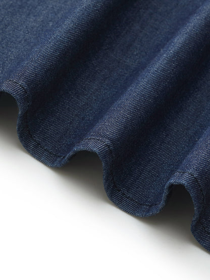 Denim Stretch Women Maxi Shirt Dress