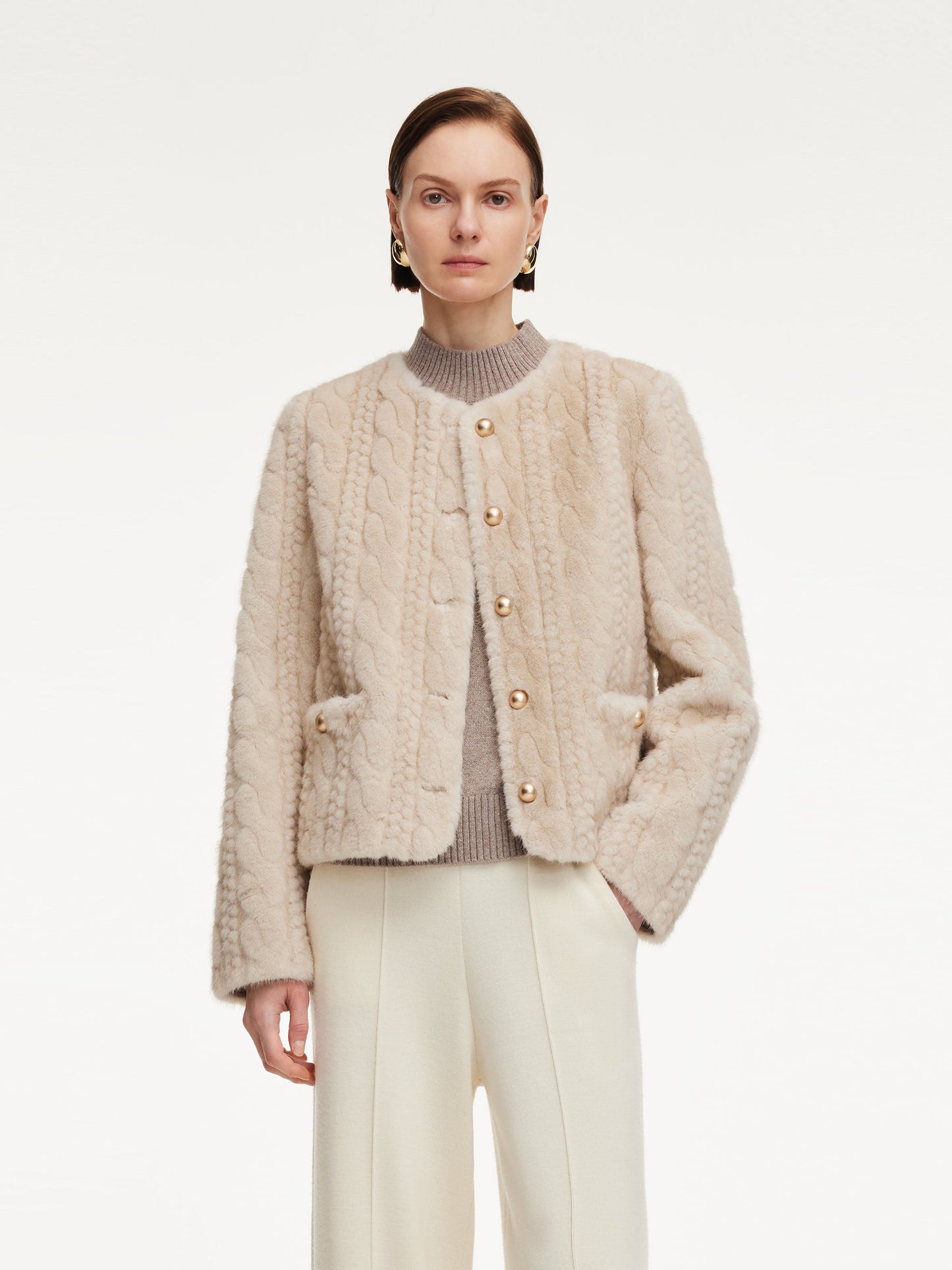 Eco-friendly Faux Fur Textured Women Coat