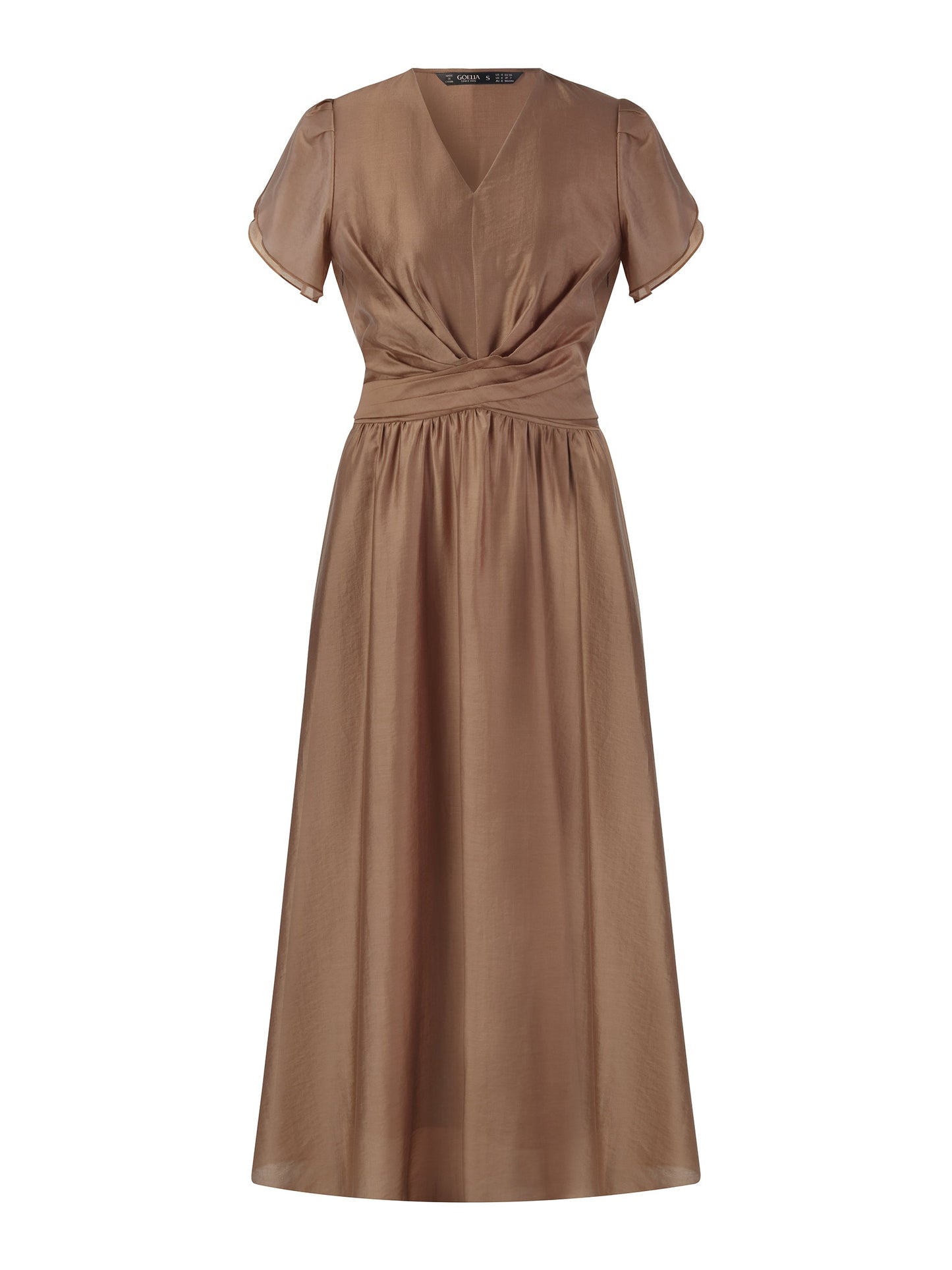 Tencel Blend Twist Front V-Neck Women Maxi Dress