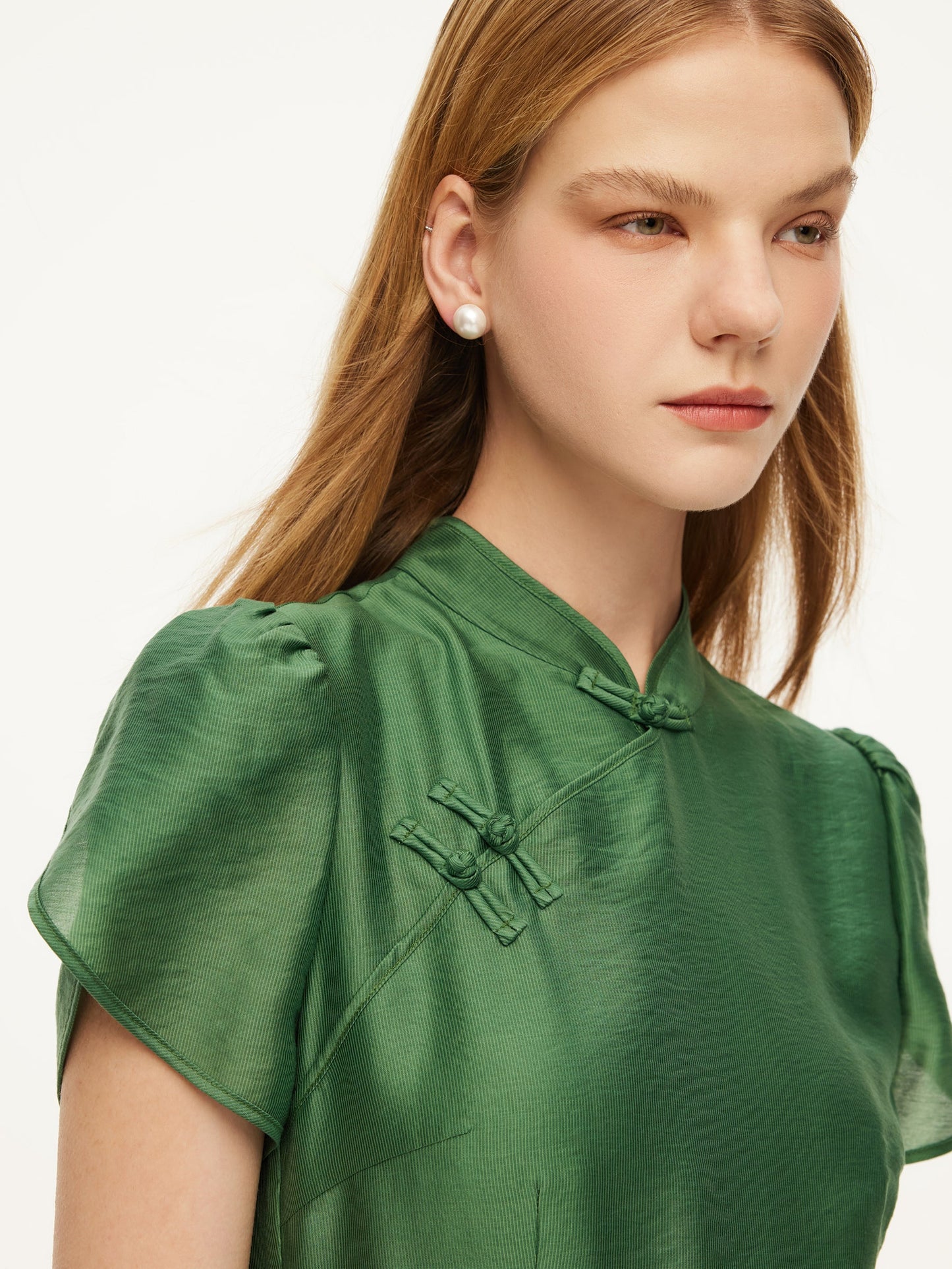 Tencel Blend Women Qipao Mini Dress