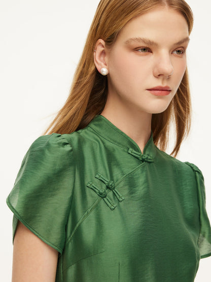 Tencel Blend Women Qipao Mini Dress