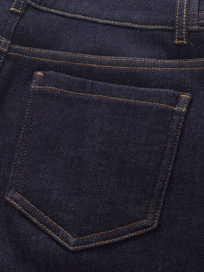 Denim High-Waisted Stretch Fleece Lined Women Micro-Flared Jeans