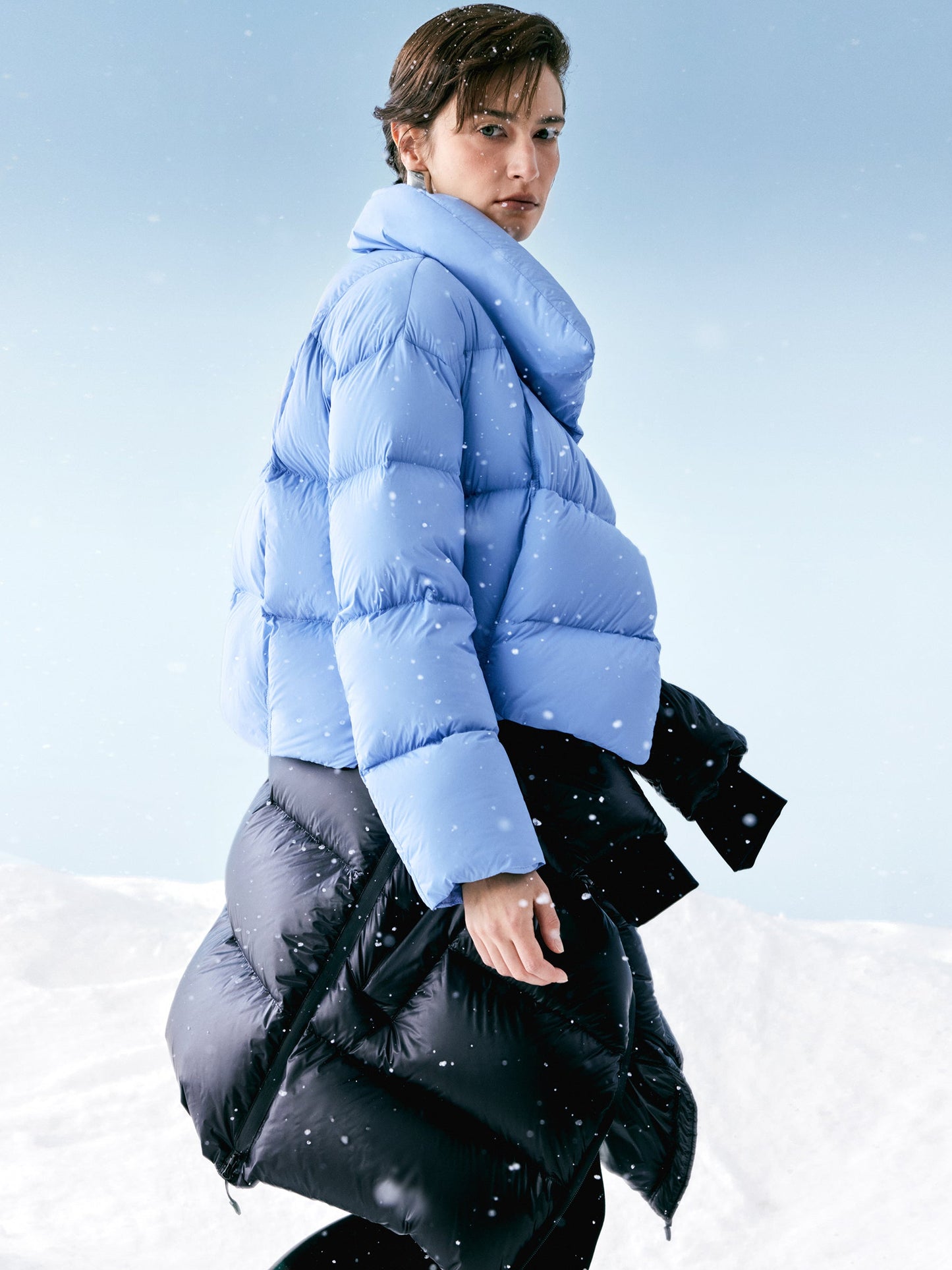Windproof Lightweight Wide Lapel Goose Down Jacket