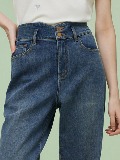 Denim Women High-Waisted Straight Leg Jeans