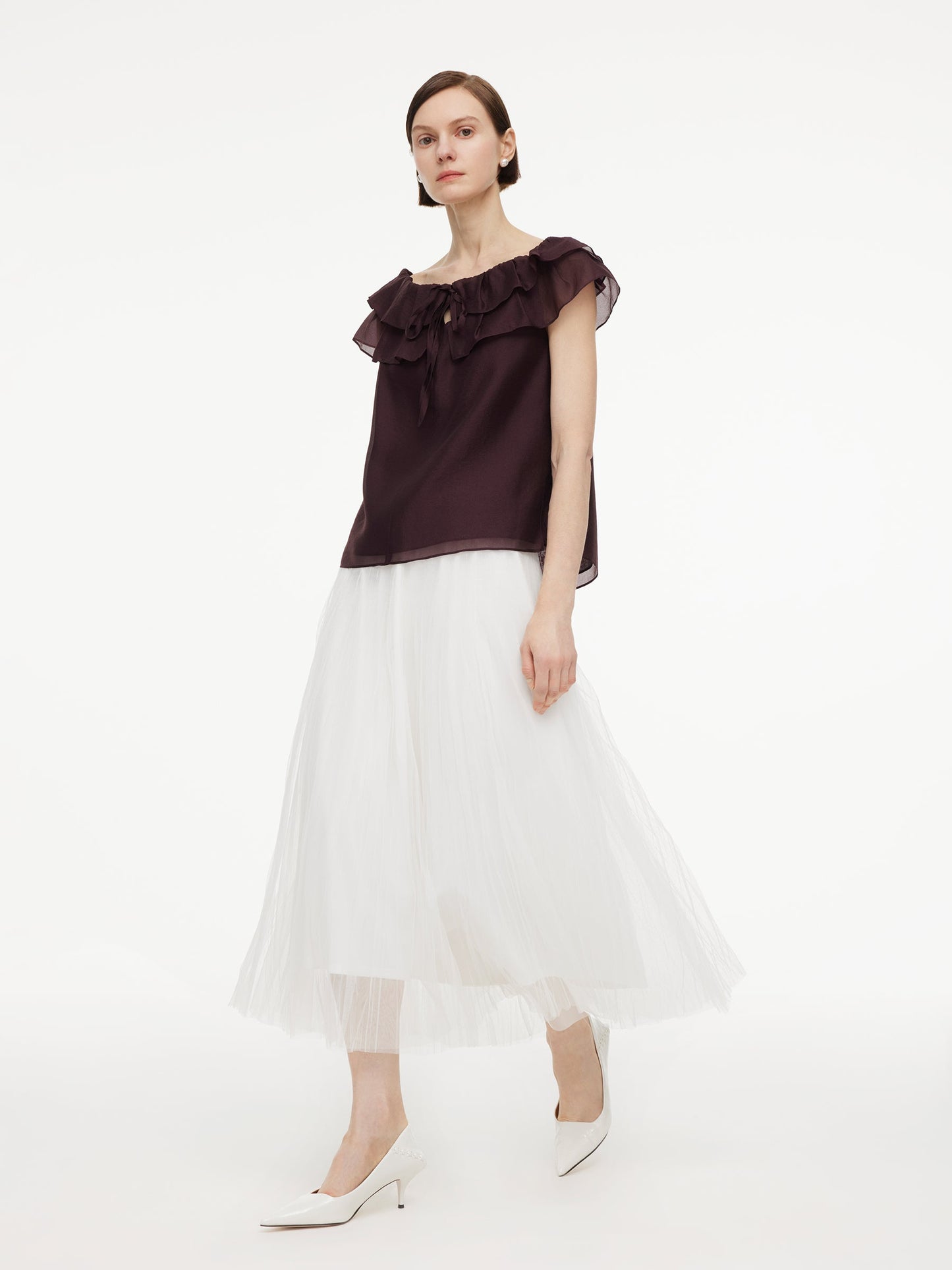 Pre-Order Convertible Ruffle Neck Women Top