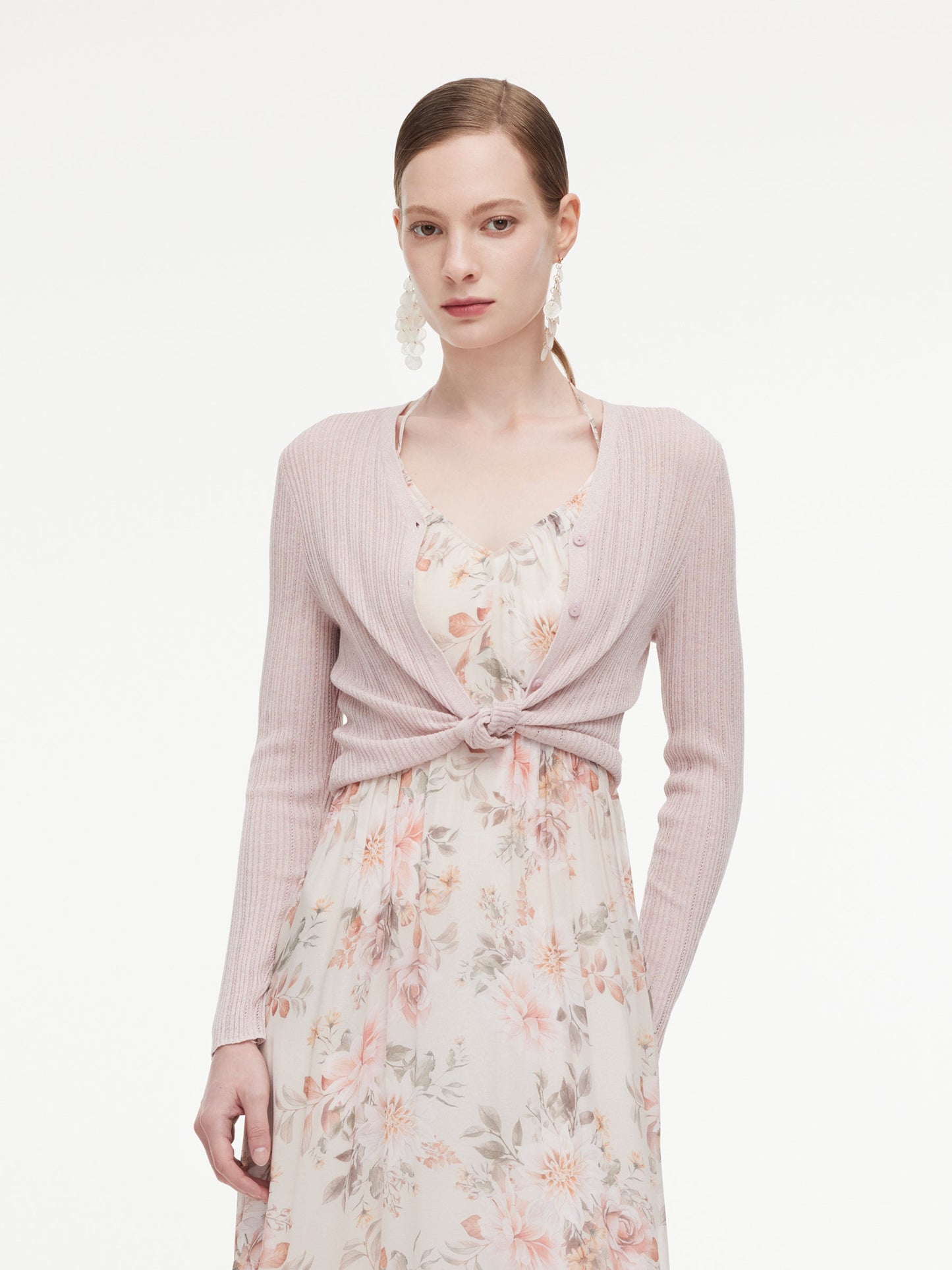Tencel Wool Blend V-Neck Women Cardigan