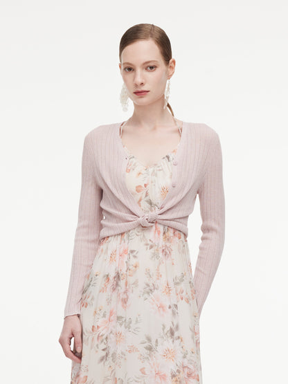 Tencel Wool Blend V-Neck Women Cardigan